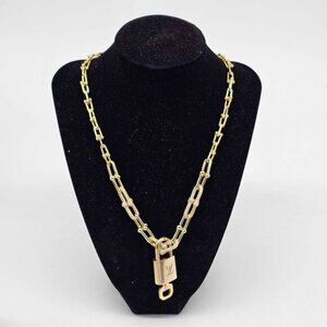 Auth Louis Vuitton Lock & Key w/unbranded 925 Pure Silver Gold plated Necklace